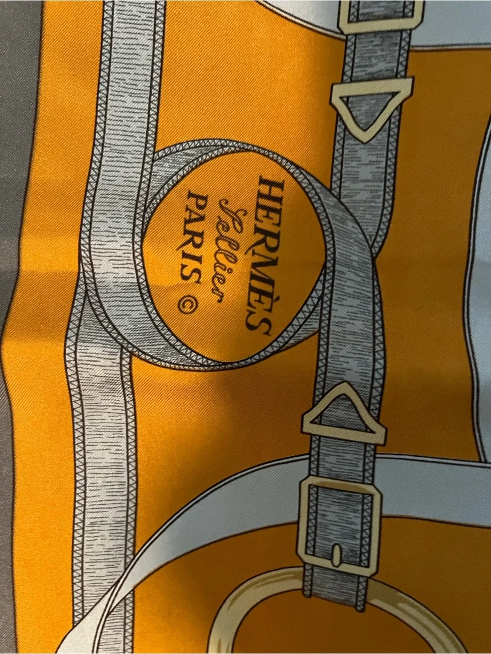 Hermès Orange & Black Equestrian Silk Scarf - Picture 2 of 6